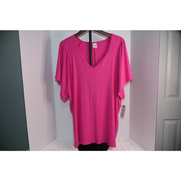 Terra & Sky Women's Plus Size Flutter Sleeve Rib Top-Size 3X - Picture 1 of 8